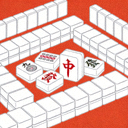在线麻将小游戏平台 logo 标志，蓝绿色麻将牌风格图标